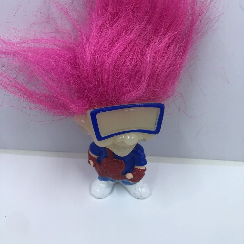 1993 Burger King BK Kids KID VID Doll Troll GLOW IN DARK Pink Hair 3" VTG.